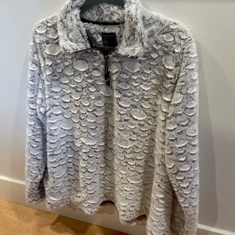 Roper White and Gray Fleece Pullover